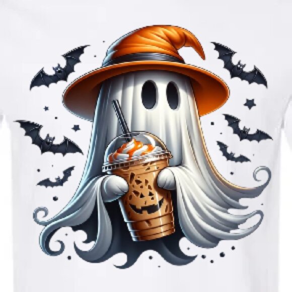 Other - Cute ghost with bats and coffee graphic tee